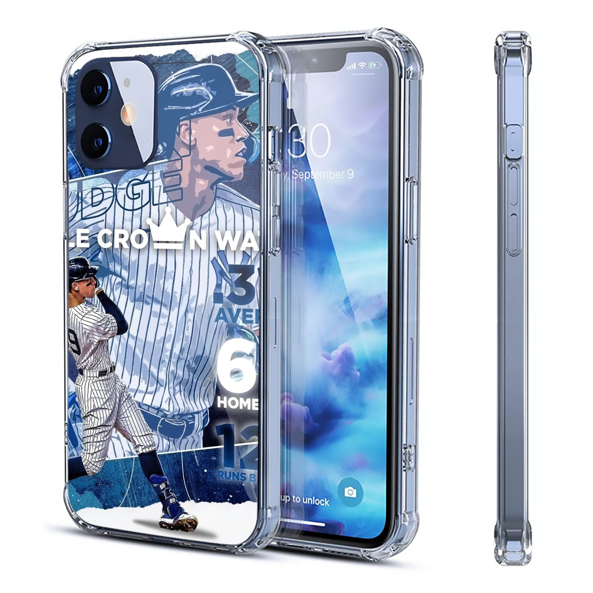Aaron Judge Triple Crown Watch Clear IPhone 12 Case – Soft TPU With UV Print – Enhanced Drop Protection, Precise Fit, Anti-Fingerprint, Customizable Design, Scratch-Resistant, Yellow-Resistant